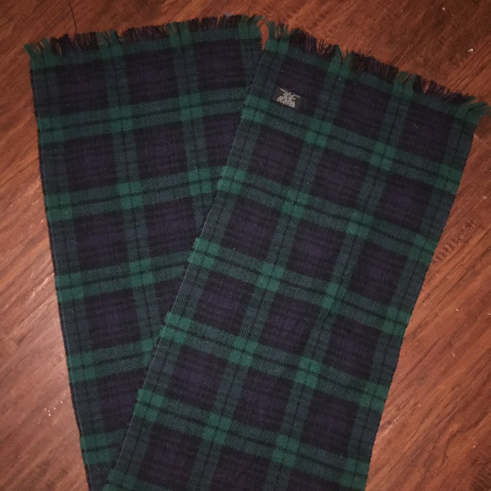Navy and green plaid scarf